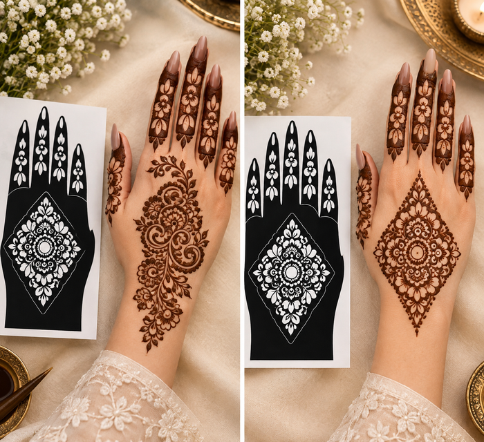 Elegent Floral Mendhi Set - BOTH HANDS