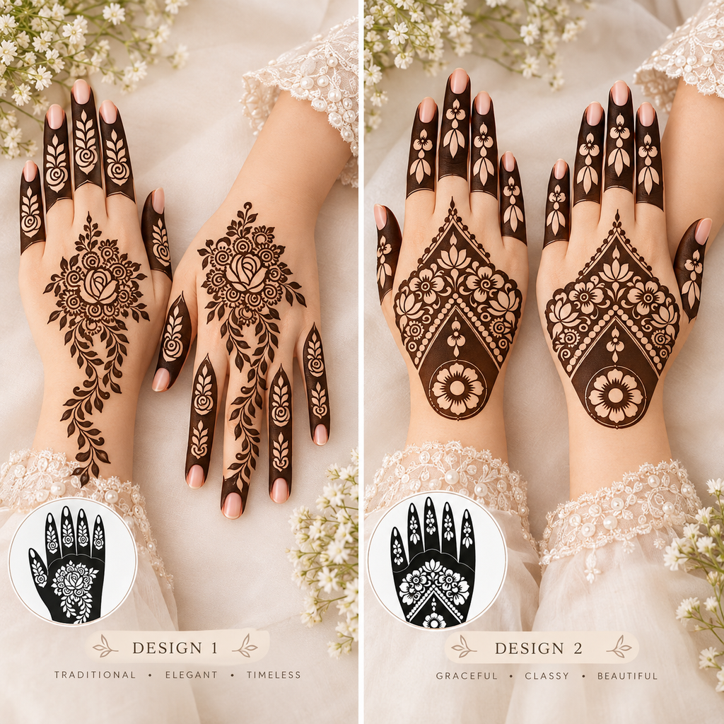 Elegant Floral Mehndi Stencil Set Bundle( 8 HANDS )